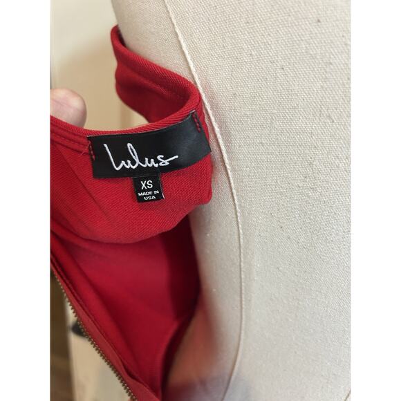 Lulu’s Dress Womens size XS Red Fit & Flare Dress back zip - Picture 4 of 8